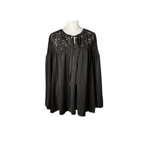Lane Bryant Black Shirt Long Sleeve Top Womans SIze 18 Lace Accent Blouse